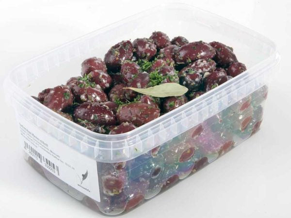 Kalamata-olijf met kruiden en knoflook