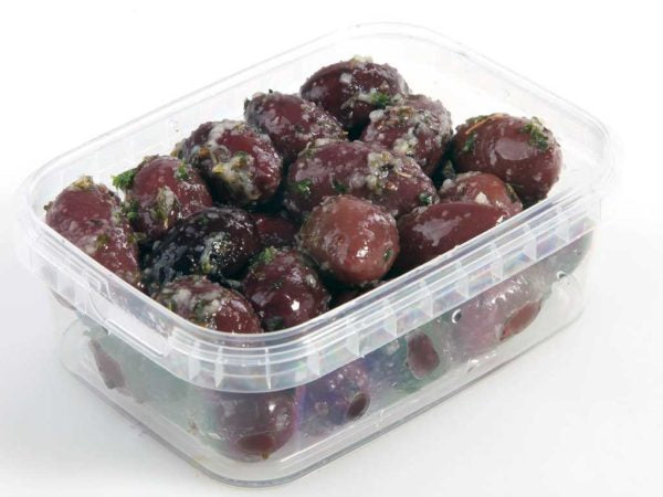 Kalamata-olijf met kruiden en knoflook