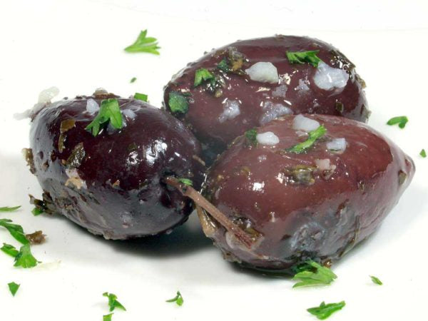 Kalamata-olijf met kruiden en knoflook