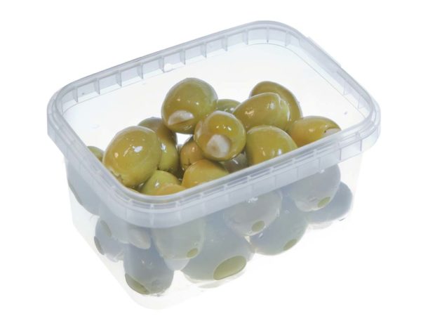 Grüne Olive gefüllt mit Knoblauch